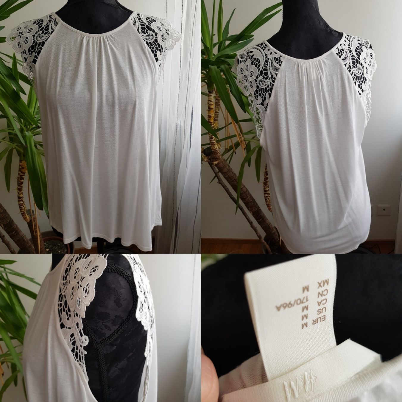 H&M Camicette: 2 Blusen / Shirts weiss / rosa Gr. M Spitzmuster – Usato da Nendeln venduto da Zopfie_ 2