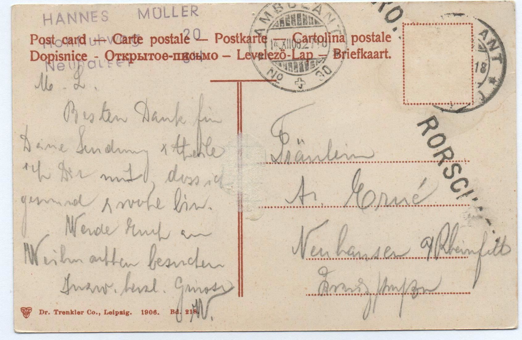 Cartoline postali: RORSCHACH No. 1906 Stabstempel Rorschach – Usato da Jona venduto da philajona 1