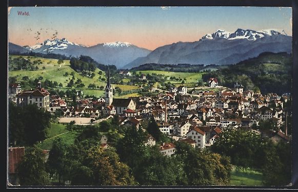 Cartoline postali: AK Wald, Ortsansicht aus der Vogelschau – Usato da Berlin venduto da bartko-reher