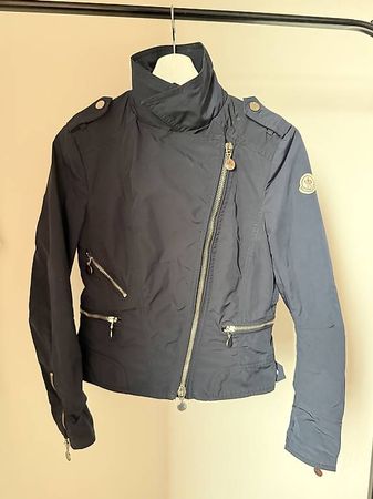 Moncler Damen-Bikerjacke Navy | Asymmetrischer Zip | Gr. 1