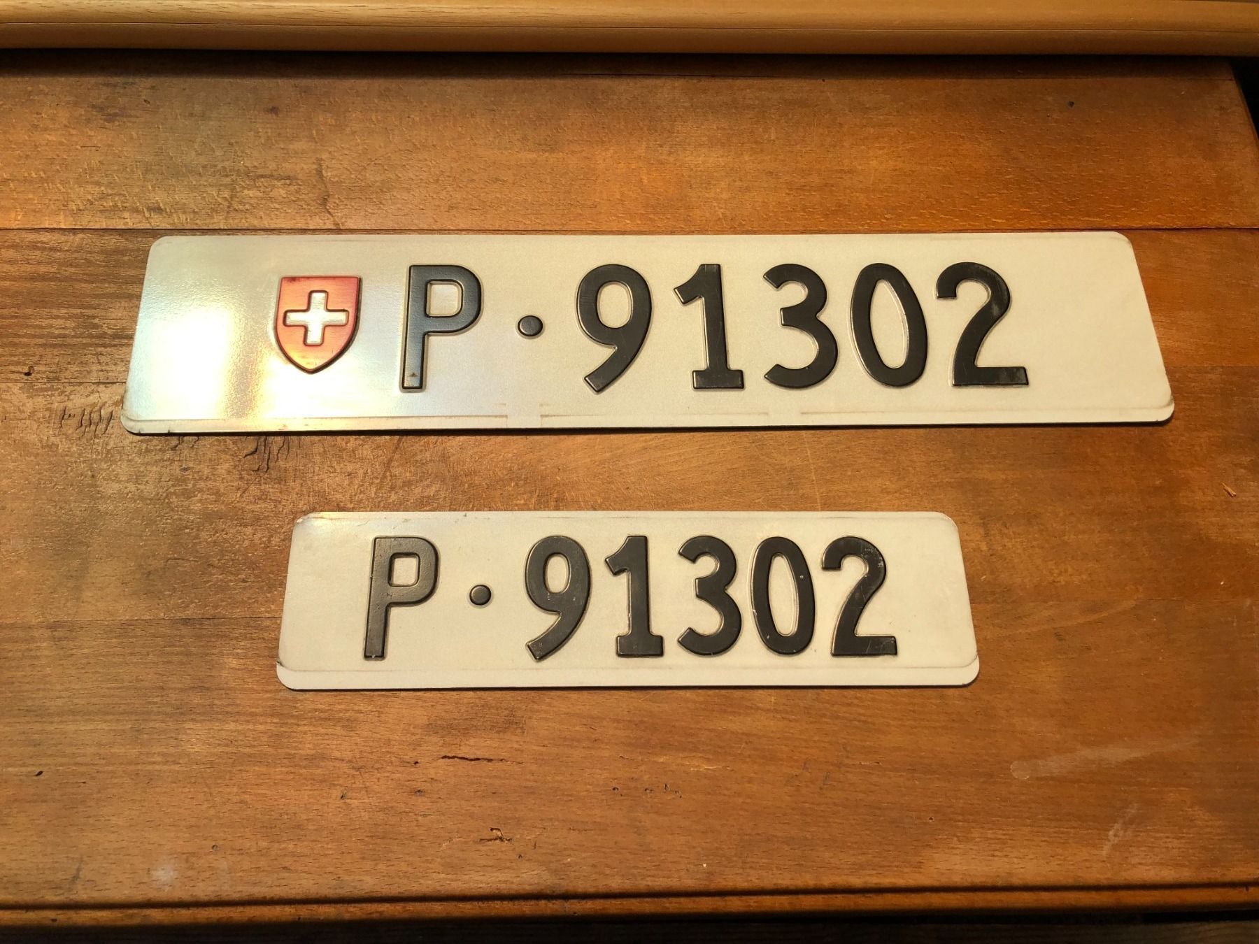 Insegne: 2x Nummernschild Post PTT 91302 ausrangiert – Usato da Küttigen venduto da Melisch1000