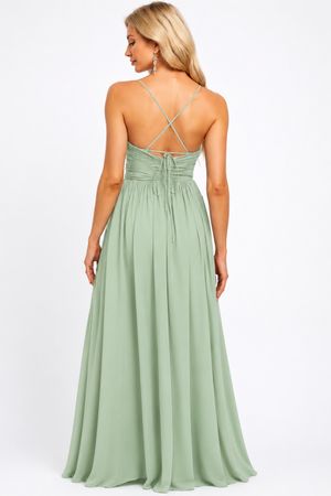 Elegantes Abendkleid in Agave-Grün – Neu mit Etikett