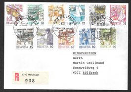 R-Brief Teil-Serie 731-742 (ohne 740) Menzingen 21.12.1987
