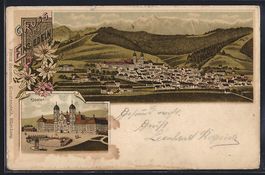 Litho Einsiedeln, Ortsansicht aus der Vo