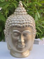 Buddha Kopf, goldfarben, Deko für Haus und Garten