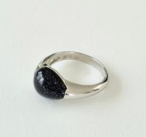 Silberring 925  mit Blaufluss-Stein, modern & edel - Neu