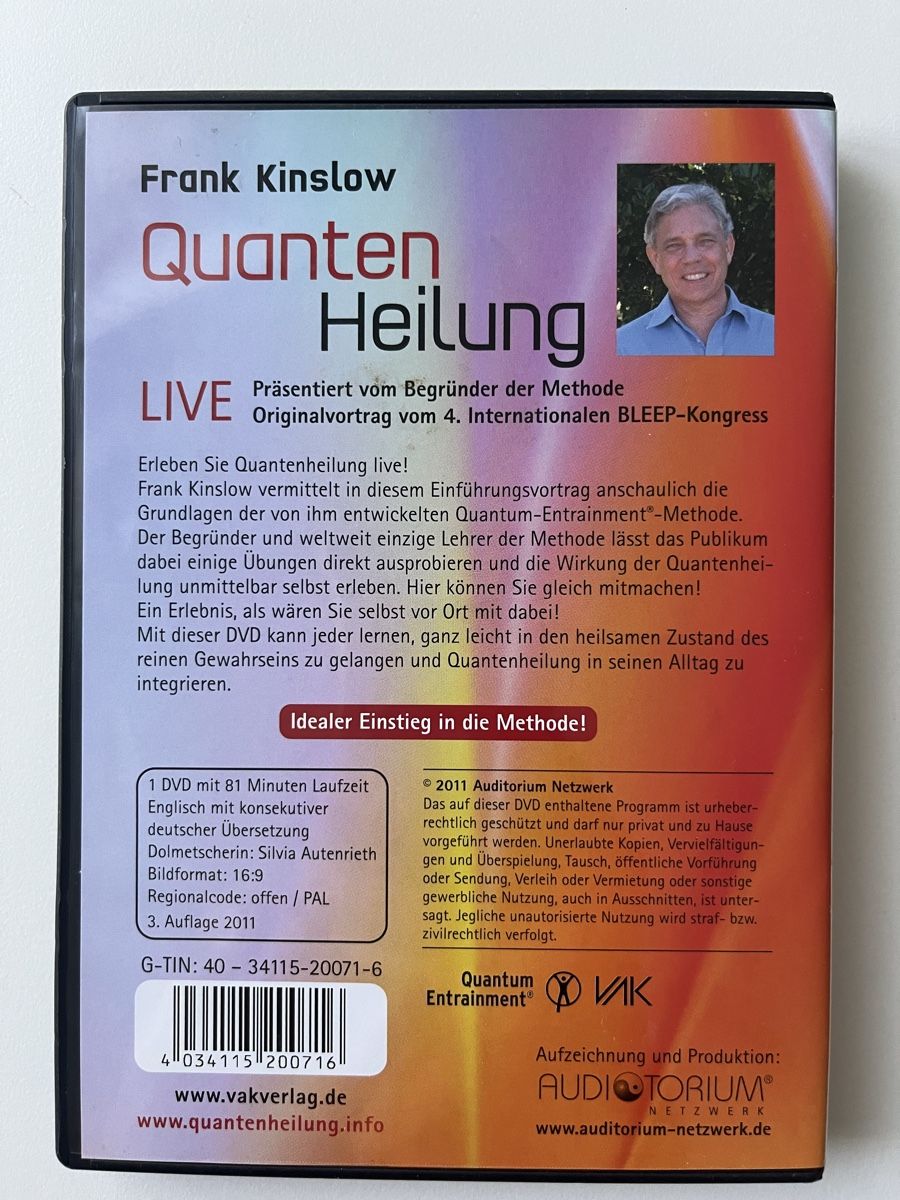 Tutti i DVDs: Frank Kinslow  / Quanten - Heilung DVD – Usato da Lohn-Ammannsegg venduto da panywa 1