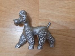 Alter Puddel Figur silbrig zum Aufstellen