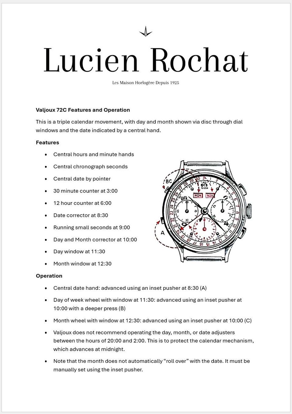 Orologi: Lucien Rochat Chronograph Valjoux 72C Silber - full set – Usato da Meilen venduto da Anonymous3 7
