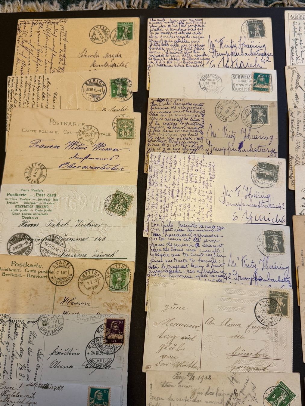 Tutti i francobolli: 30 alte Postkarten mit CH-Marken (ca. 1900-1930) – Usato da Eschlikon TG venduto da Tiefe7 7
