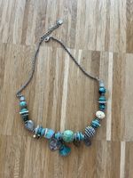 Halskette beaded turquoise silver boho