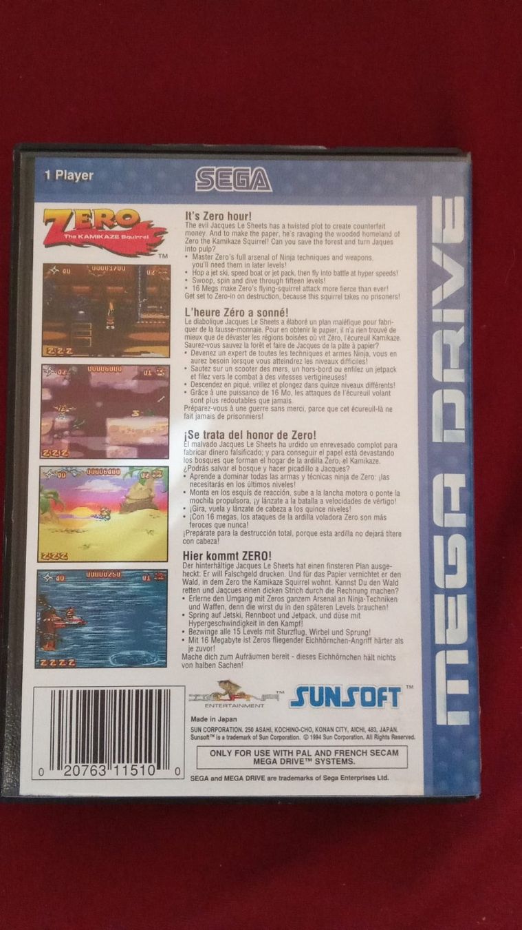 Sega Giochi: Zero The Kamikaze for Mega Drive – Usato da leytron venduto da willowlepetit 1