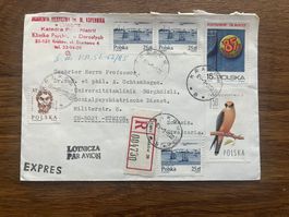 Brief aus Polen nach Zuerich, 1985, Briefmarken, Rarität