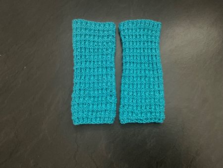 Türkise Armstulpen, Handwärmer, selbstgestrickt, Pulswärmer