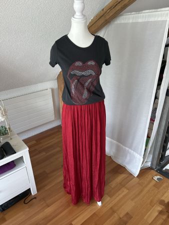 Damen T-Shirt Rolling Stones Logo Strass Grösse S