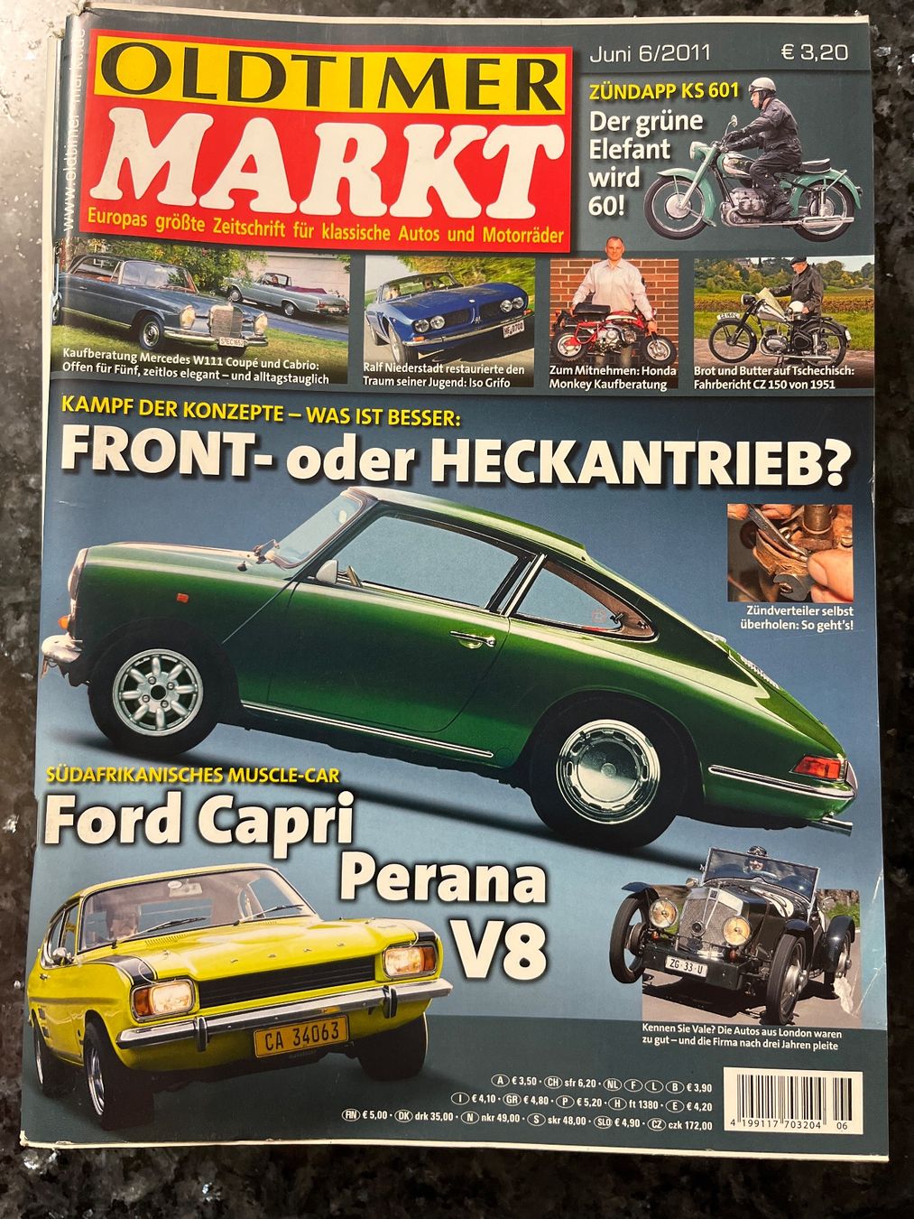 Riviste & Magazine: Oldtimer Markt Juni 2011, Ford Capri Iso Grifo – Usato da Goldach venduto da SSRConzept