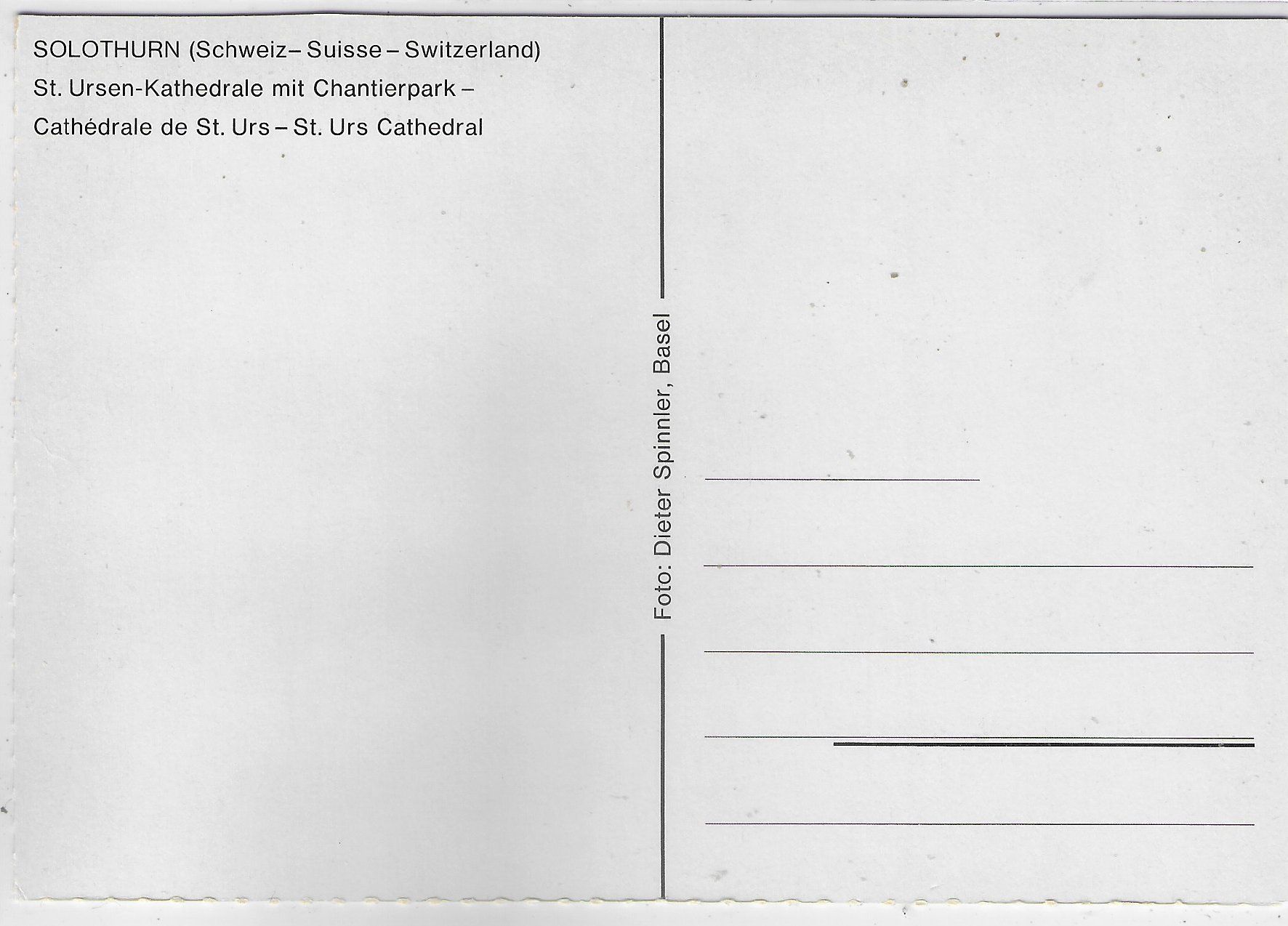 Cartoline postali: Solothurn - St. Ursen-Kathedrale mit Chantierpark – Usato da Ettingen venduto da Kartenplanet 1