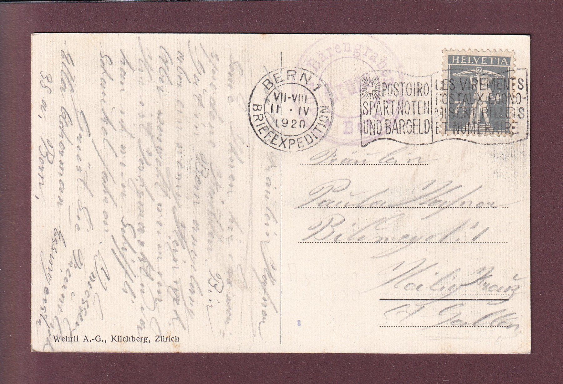 Cartoline postali: BERN - Bärengraben - 1920 – Usato da Pully venduto da nicecards 1