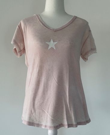 Damen T-Shirt Sa'SA Rosé Grösse S mit Stern Druck NEU