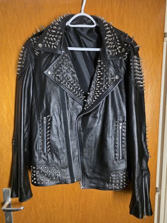 Giacca pelle uomo borchiata taglia XL rock punk