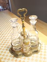Vintage Menage Bleikristall Gestell Ablage Bronze 50er Top