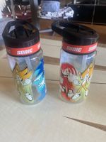Trinkflasche aus Kunststoff mit Motivprint Sonic + Trinkhalm