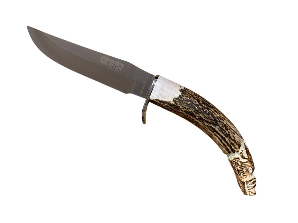 Joker Coltello Da Caccia Antelope CC02 - Lama Fissa 19,5 Cm In Acciaio - Manico In Corno Di Cervo - Peso 393g - Con Custodia In Pelle - 5