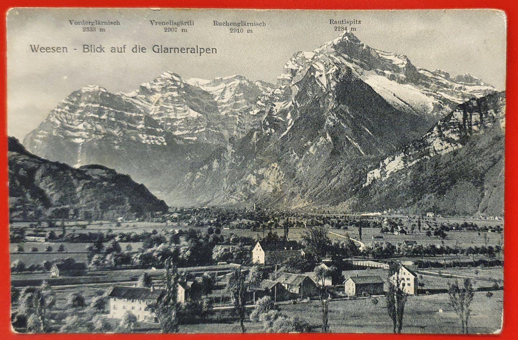 Cartoline postali: Weesen 1917 - Blick auf die Glarneralpen – Usato da Kreuzlingen venduto da Rschweiz1