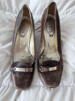Tod's Escarpins cuir marron, talon bois, taille 40 été