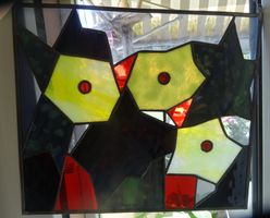 Fensterbild Bleiglasbild mit Vogelmotiv, Handarbeit Jil 97