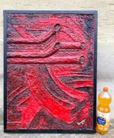🌟 XL Vintage 70er Relief Kunst Gemälde Herz Arzt Technik 🌟