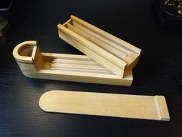 Bleistiftdose / Dose / Box aus Holz mit speziellen Fächern