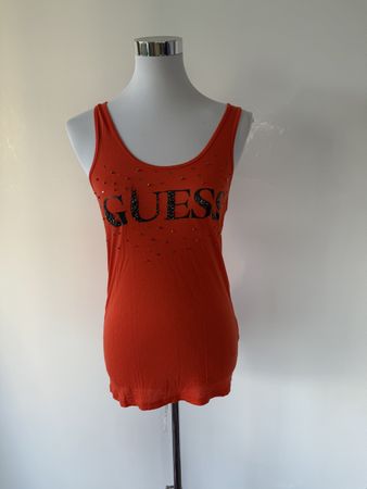 Guess Top, Gr. M, Orange mit Strass-Details, Top Zustand!