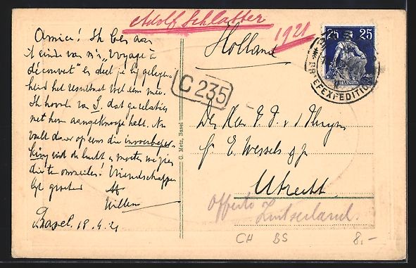 Cartoline postali: Präge-AK Basel, Uferpartie mit Kirche u – Usato da Berlin venduto da bartko-reher 1