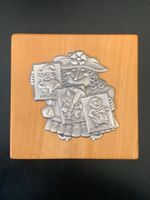 Fasnacht Basel ZUGSPLAKETTE Silber 1987 auf Holzbrettli