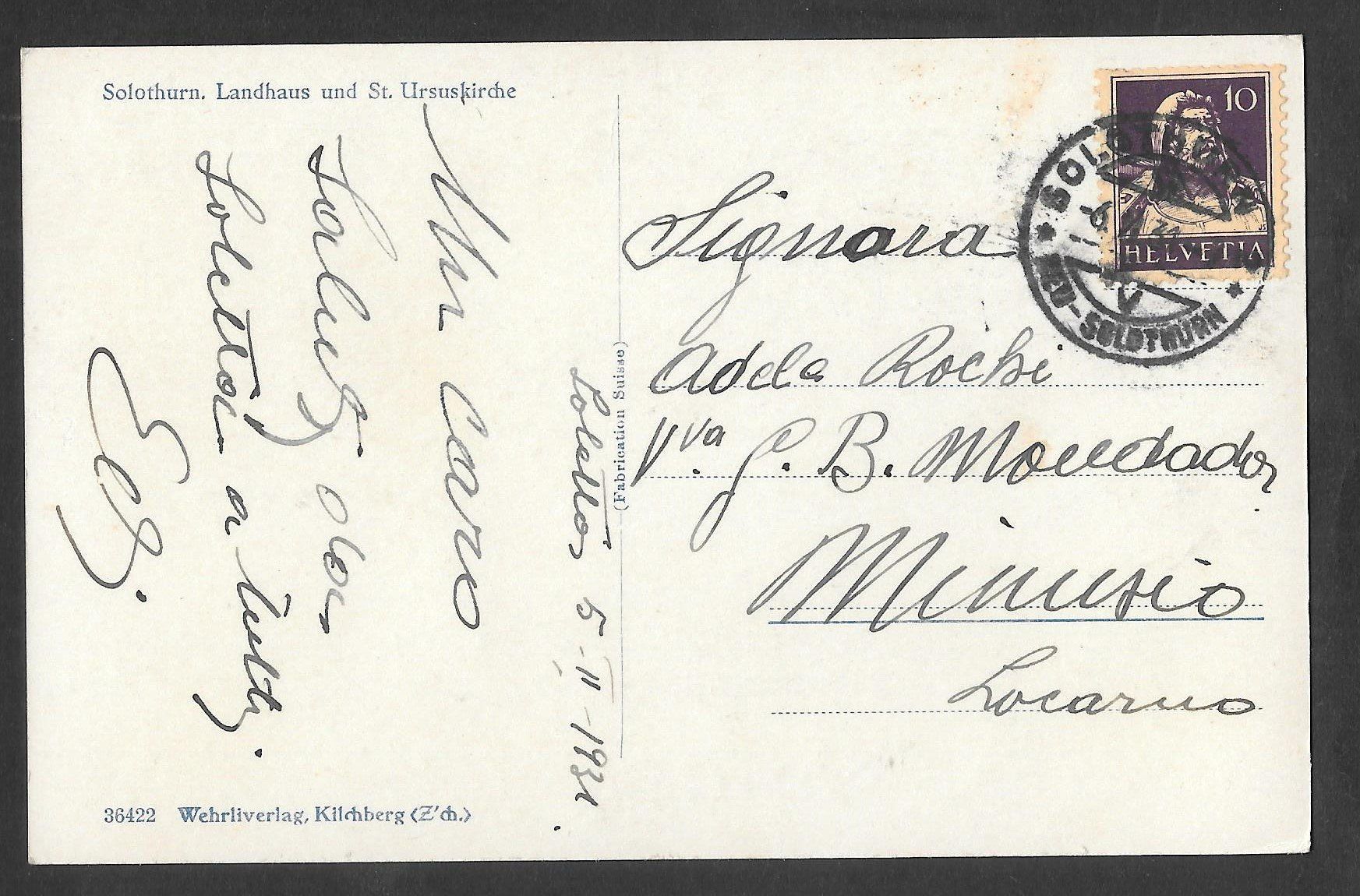Cartoline postali: Solothurn Aarequai und Landhaus – Usato da Olten venduto da clotaldi 1