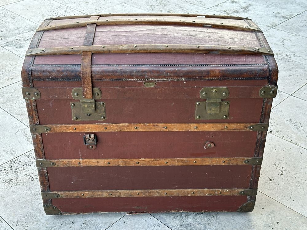 Malle Commode Moynat R2928 - Toile Brune Damier - Bois De Peuplier - Reconditionnée