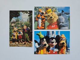3 Vintage alte Original Walt Disney World Postkarten