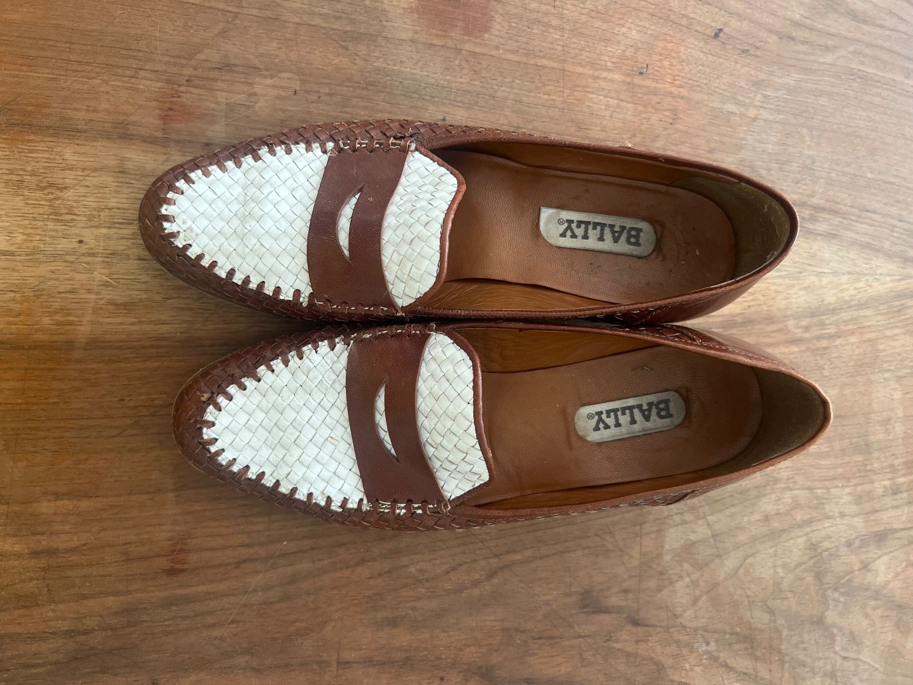 Bally Scarpe da donna: Bally Leder Loafers, braun/weiss – Usato da Basel venduto da oppo99