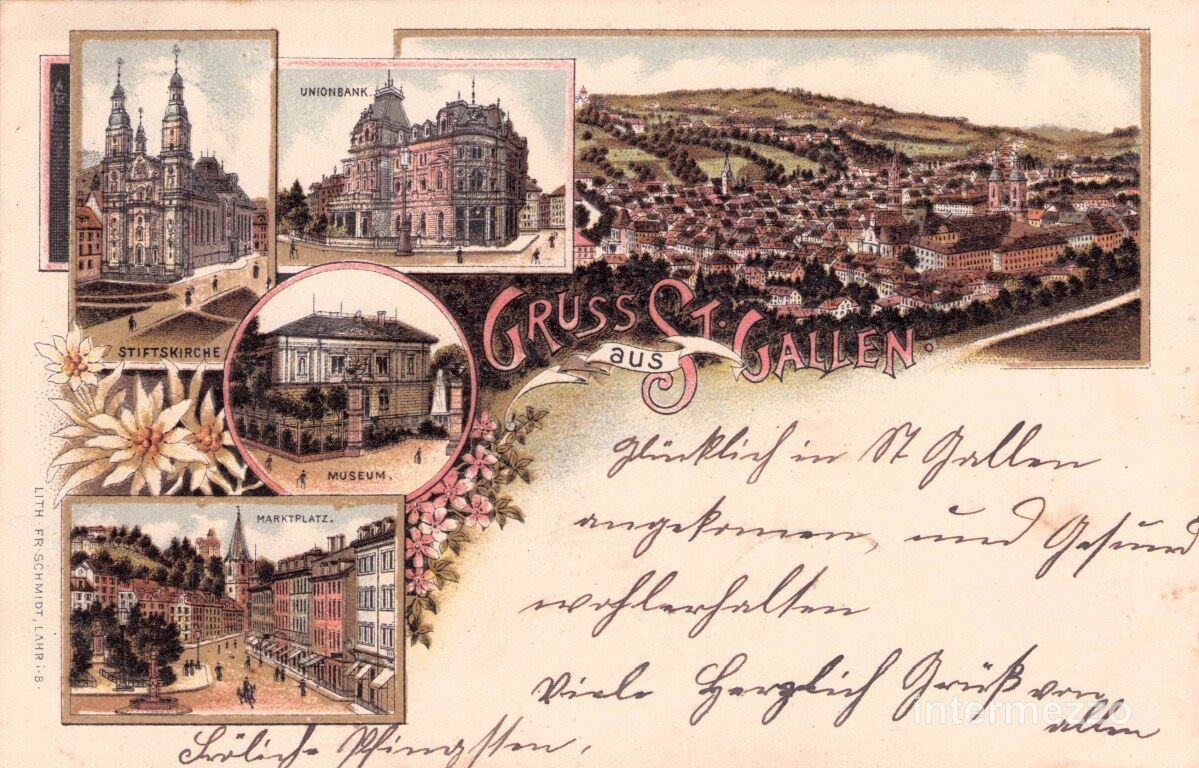Ansichtskarten: St. Gallen // 1901 Litho Unionbank – Gebraucht aus Basel von intermezzo12