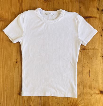 T-shirt ZARA blanc côtelé, taille S