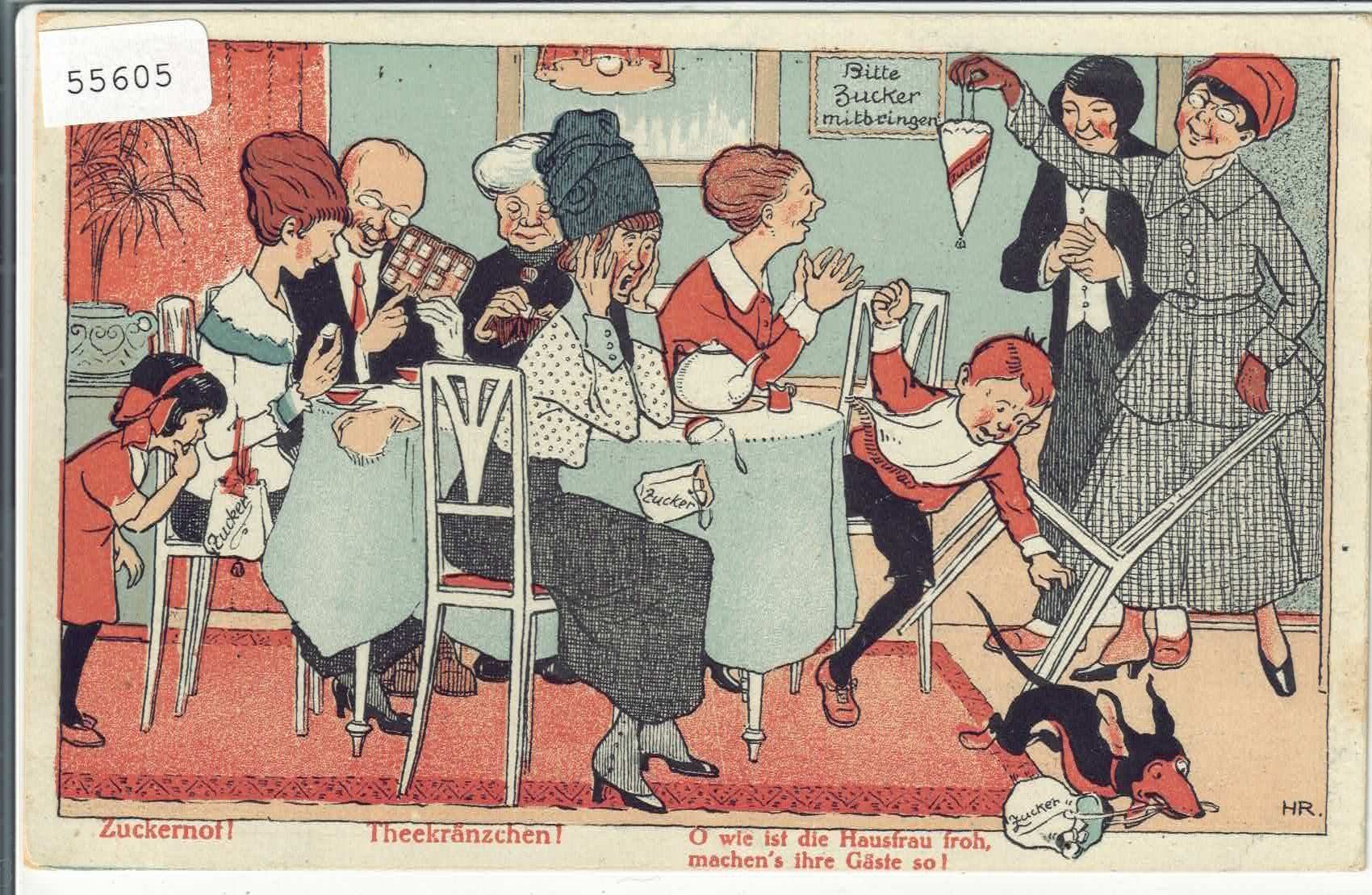 Cartoline postali: Humor - Zuckernot! - Theekränzchen – Usato da Ettingen venduto da Kartenplanet
