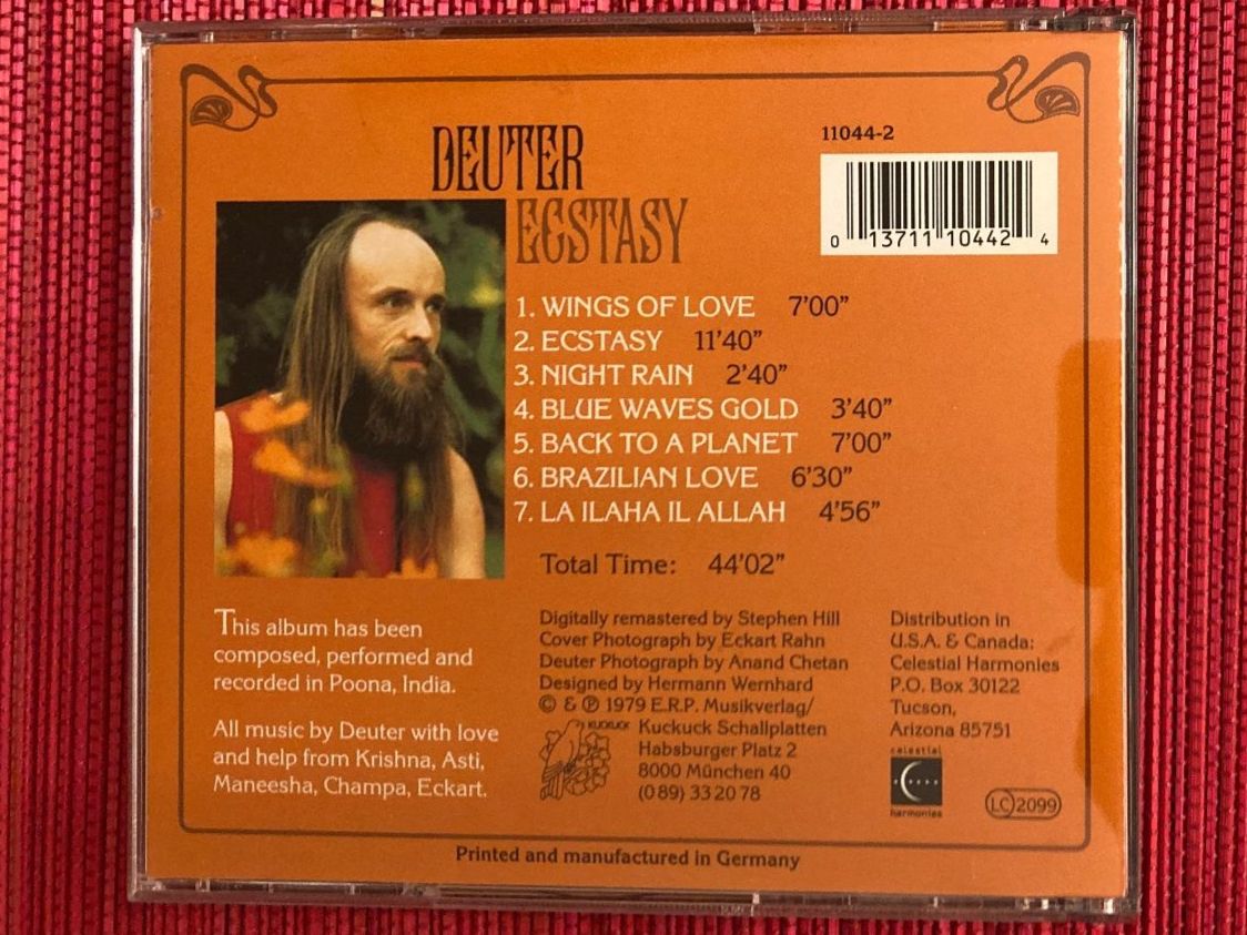 CD: CD,  Deuter, Ecstasy – Usato da Baden venduto da Yoyo1 1