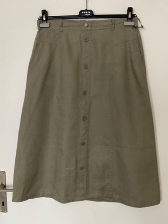 PETER HAHN toller 100% Leinen Rock Gr 40 Khaki NEU