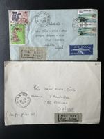 2 Vietnam Luftpost Briefe 1974 nach Schweiz Mehrfachfrankatu