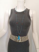 🤩ZARA MALA-HALSKETTE TÜRKIS-BRAUN MIT QUASTE NEU