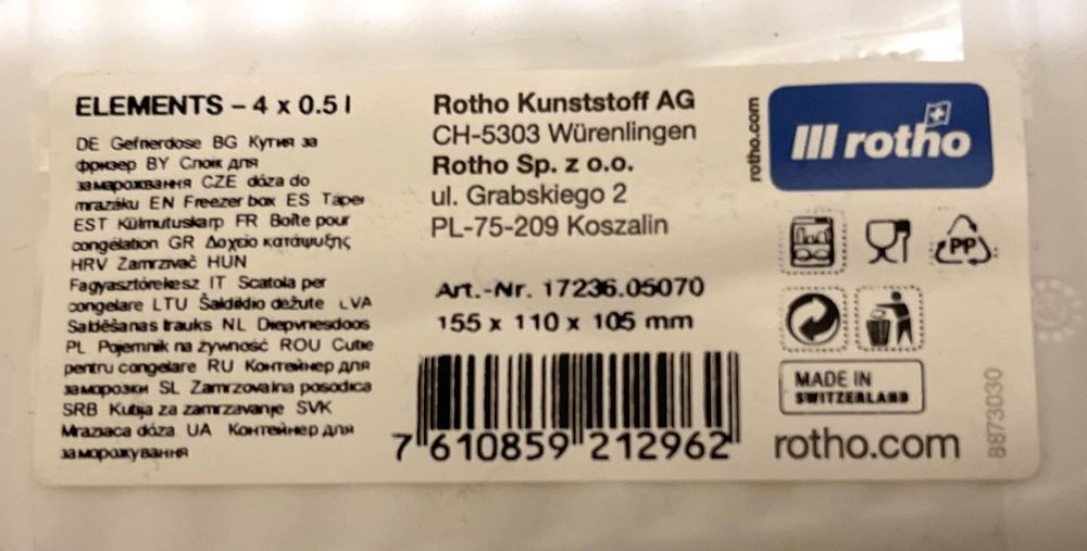 2 x Gefrierdose-Set (8 Stück) 0.5L Elements - ROTHO (Neu und ...