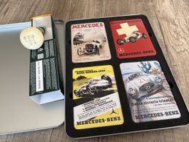 Mercedes-Benz Schaltknauf und Blechdose mit Karten