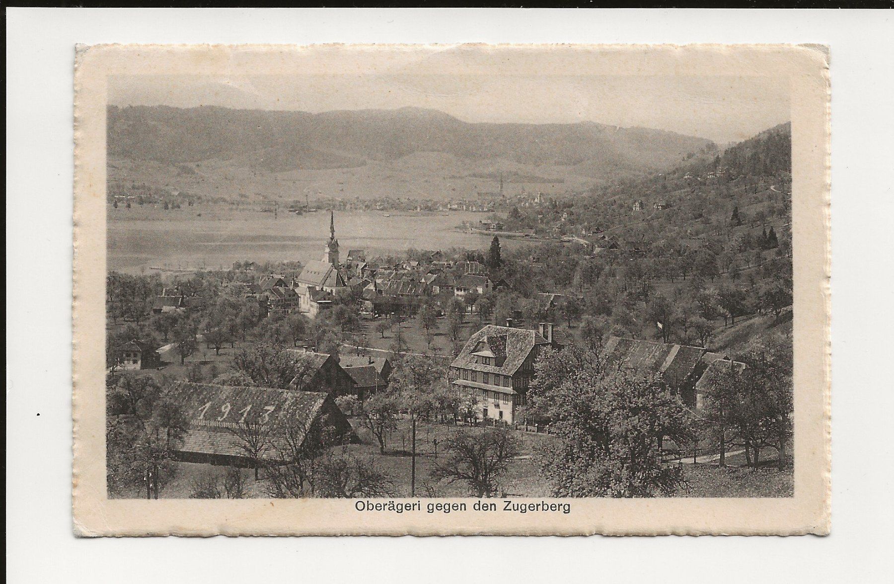 Cartoline postali: AK 1918 Oberägeri gegen Zugerberg – Usato da Greifensee venduto da 315WDO