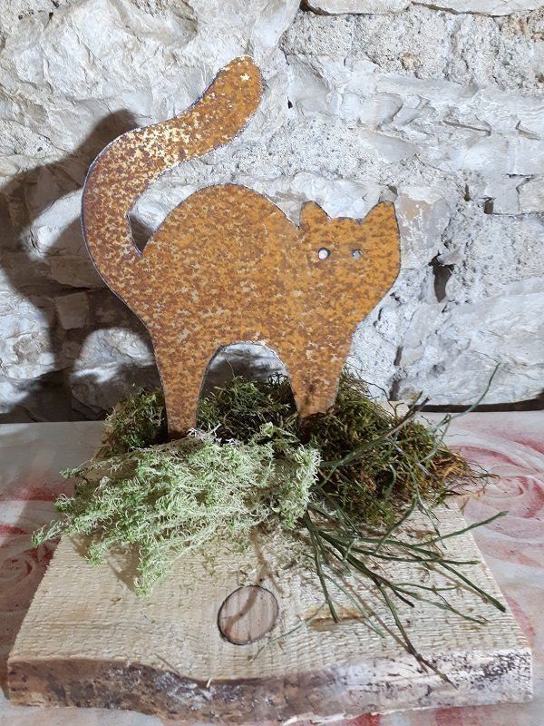 Statuette: Rostblech Katze mit Buckel – Nuovo (secondo la descrizione) da Lohn SH venduto da Zwierbel 3